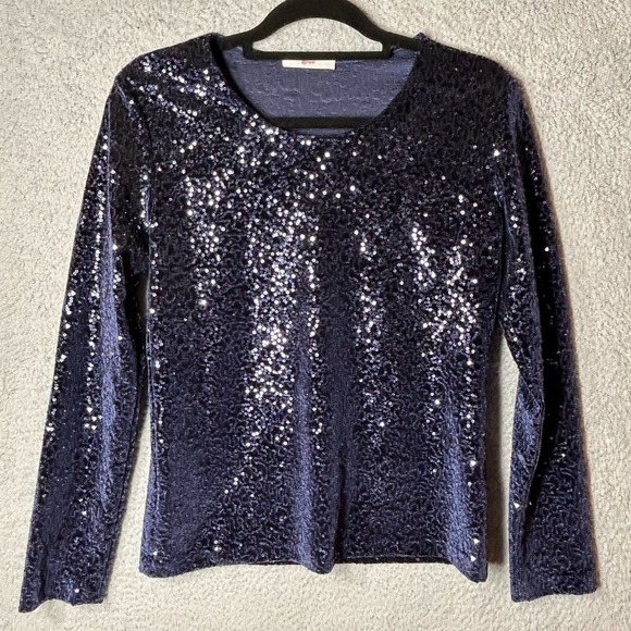 Leggiadro Top Women 2 (US 4-6) Blue Made in USA‎ Holiday Party Formal - Picture 1 of 10